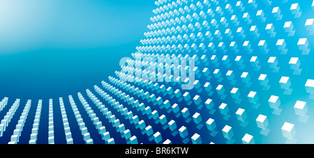 Blue abstract cubes in a curve Stock Photo