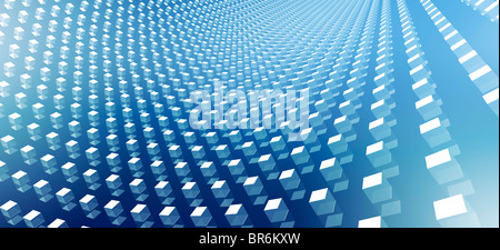 Abstract blue cubes curve Stock Photo