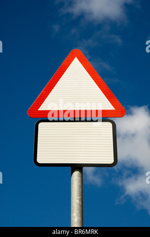 Close up of blank traffic warning road sign England UK United Kingdom GB Great Britain Stock Photo