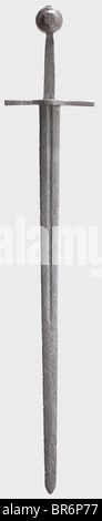 A German knightly sword, mid-14th century,. Double-edged blade with ...