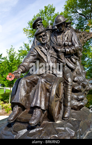 Canadian Veterans' Memorial Waterloo ON Canada Sculptor Timothy P Schmalz captures Veterans in this compelling bronze monument. Stock Photo