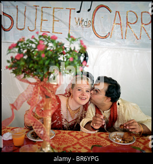 wedding of a young couple with Down Syndrome Stock Photo