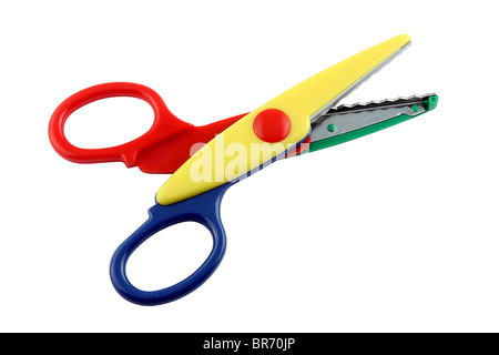 Colorful zigzag scissors isolated on pure white Stock Photo