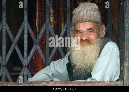 Newar man in Bhaktapur Nepal. Stock Photo