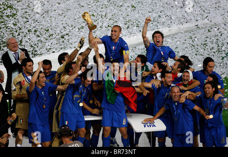 Italy captain Fabio Cannavaro lifts the trophy during the World