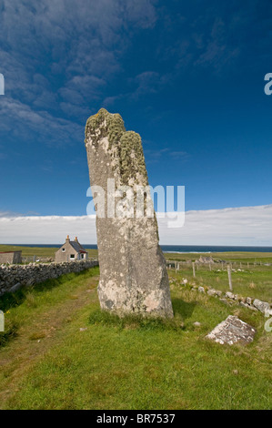 Scotland's tallest Standing Stone at Clach an Truiseil, Ballantrushal, Barvas, Lewis, Outer Hebrides. Scotland.  SCO 6671 Stock Photo