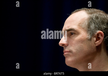 United States Senator Bob Casey meets with reporters in Scranton Pennsylvania. (close-up) Stock Photo