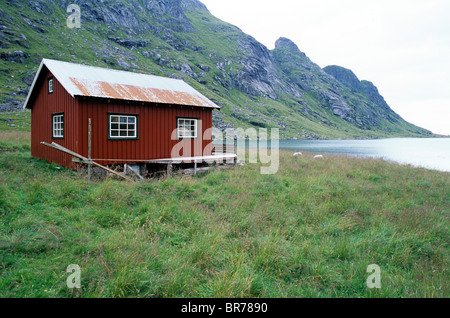 Bunesfjord Village Lofoten Islands Norway. Stock Photo