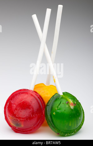 Three fruit lollies Stock Photo