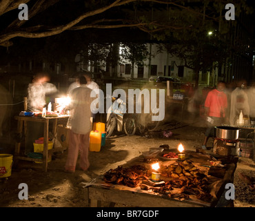Outdoor food and drink stalls in Zanzibar. Stock Photo