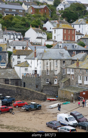 Harbourside stone cottages and buildings at the traditional fishing village of Port Isaac Cornwall UK Stock Photo