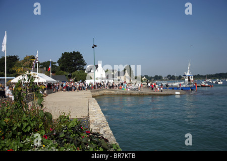 Port, embarcation point and ferry to Ile aux moines, Port Blanc, Baden, Golfe du Morbihan, Morbihan, Bretagne, Brittany, France Stock Photo