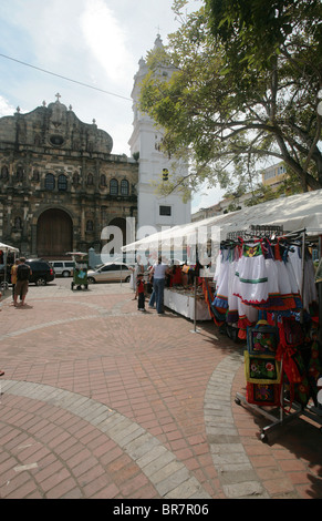 Street market at Plaza Catedral, Casco Antiguo, Panama City, Panama. Stock Photo
