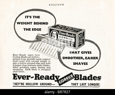 Black and white advert for Ever-Ready razor blades inside Lilliput magazine dated November 1947 Stock Photo