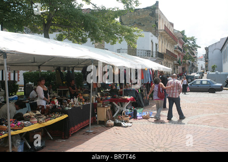 Sunday flea market at the Catedral Plaza of Panama City in San Felipe ...