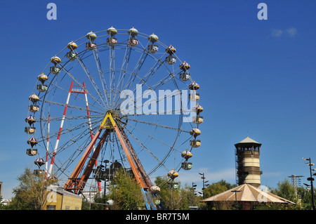 Ferris Wheel at the Parque de la Costa, viewed from the Rio Lujan, Tigre, Parana Delta, Buenos Aires, Argentina Stock Photo