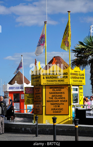 Harbour cruise boat sales kiosks, The Quay, Poole, Dorset, England, United Kingdom Stock Photo
