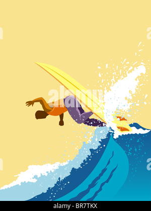 An illustration of a surfer Stock Photo