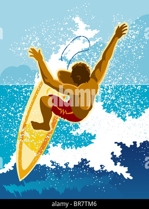 A surfer riding a wave Stock Photo