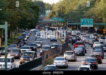 Traffic on Storrow Drive in Boston Massachusetts Stock Photo