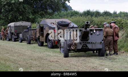 Field Artillery Tractors - Morris in Foreground- with 25 pound guns: the King Alfred in Foreground Stock Photo