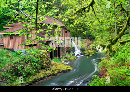 Cedar Creek Grist Mill in spring. Woodland, Washington Stock Photo