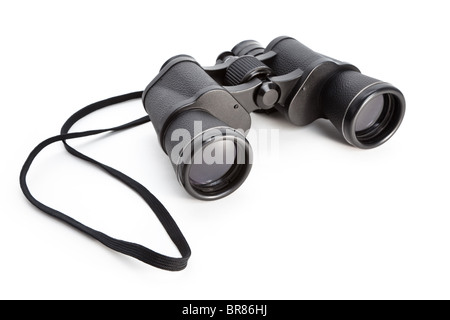 Black Binoculars with white background Stock Photo