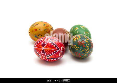 Colourful painted traditional Easter eggs Stock Photo