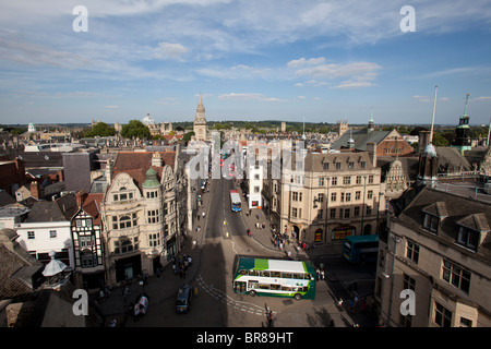 View of a Stagecoach Hybrid Bus on the high street of Oxford. Stock Photo