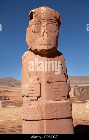 Tiwanaku Ruins: Kalasaya Temple: Ponce Monolith Stock Photo