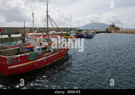 Blacksod pier with blacksod lighthouse in the background, The Erris Peninsula, Co. Mayo, Ireland Stock Photo