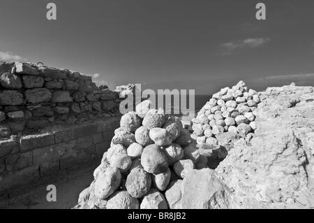 Ballista ammunition Apollonia Israel crusader fort Stock Photo - Alamy