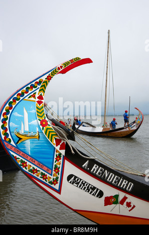 Traditional Moliceiro boat near Aveiro, Portugal Stock Photo