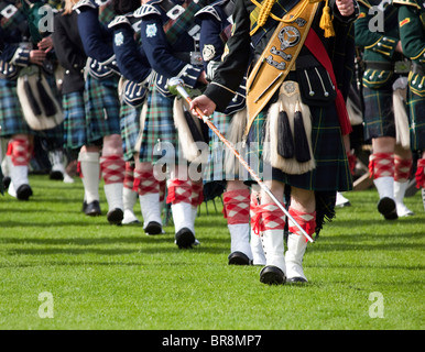 Drum Major leading a Scottish Pipe Band Stock Photo