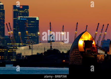 Uk, England, London,  Thames Barrier, O2 Stock Photo