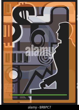 Black silhouettes man with a briefcase on white background. Vector ...