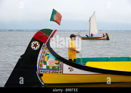 Traditional Moliceiro boat near Aveiro, Portugal Stock Photo