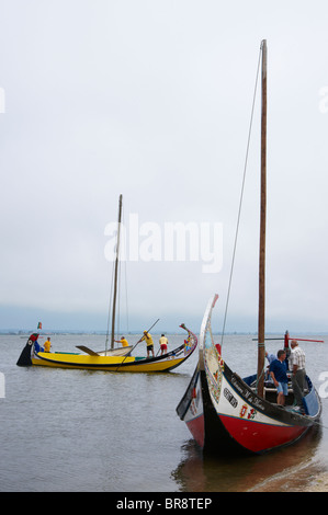 Traditional Moliceiro near Aveiro, Portugal Stock Photo