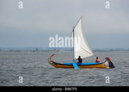 Traditional Moliceiro boat near Aveiro, Portugal Stock Photo