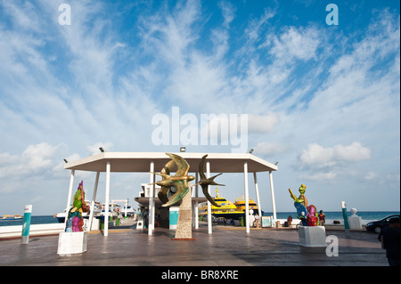 Mexico, Cozumel. Dove sculpture at the municipal ferry pier, San Miguel