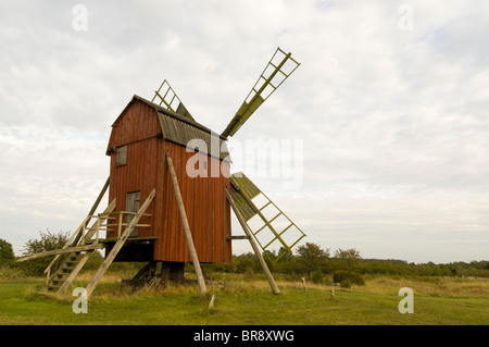 Swedish Windmill One of the 400 year old windmills in 'windmill row' at Störlange Kvarns Oland Sweden Stock Photo