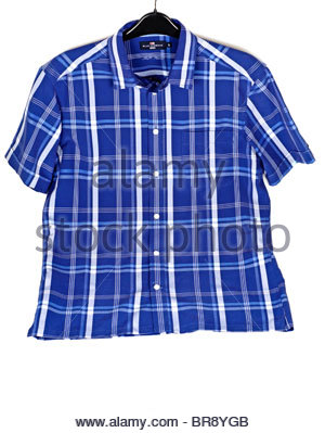 Short sleeved checked blue shirt Stock Photo
