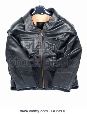 Black leather jacket Stock Photo