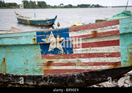 Liberian flag - The Lone star Stock Photo