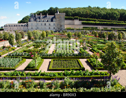 The Chateau de Villandry and the Potager garden, Indre et Loire, France Stock Photo