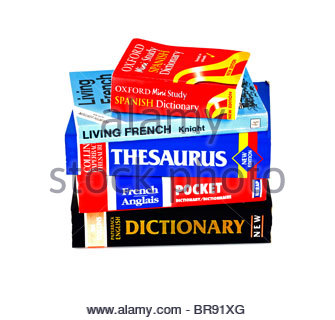 Language books piled up Stock Photo