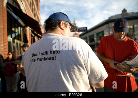 Red Sox fan at a Red Sox vs. Yankees game. Stock Photo