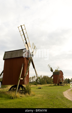 Swedish Windmill One of the 400 year old windmills in 'windmill row' at Störlange Kvarns Oland Sweden Stock Photo