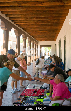 Art and jewelry of American Indians for sale at the Palace of the Governors Santa Fe New Mexico Stock Photo
