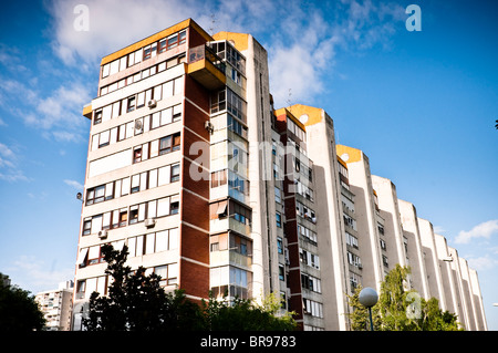 Novi Zagreb is modern part of the city, consisting of blocks of flats and tower blocks that were built during the Socialist era. Stock Photo